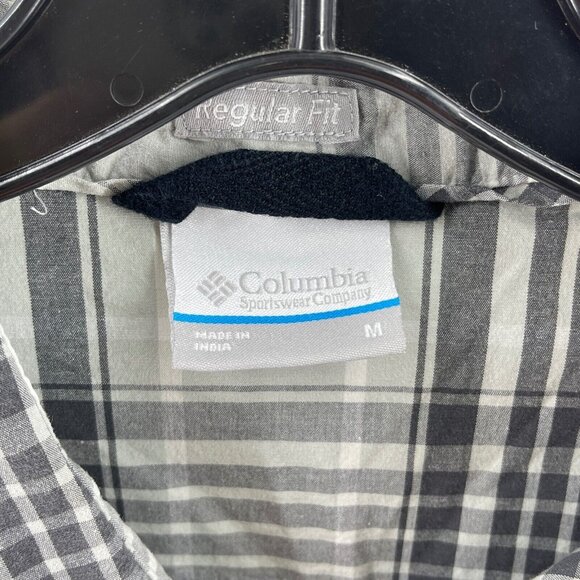 Columbia Button-Down M Gray Plaid Sportswear Short Sleeve Men's - Picture 2 of 8